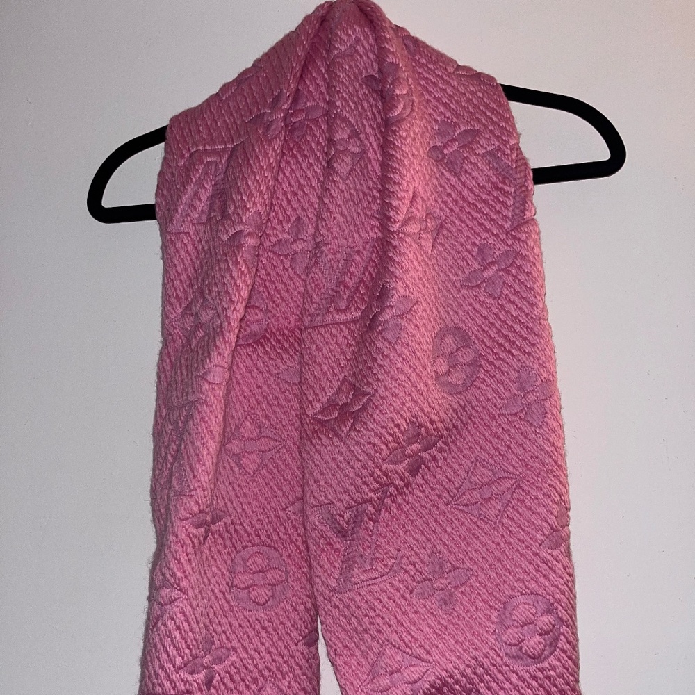 Louis Vuitton M73659 Scarf Echarpe Logomania Monogram Wool Silk Pink
